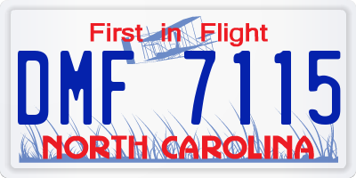 NC license plate DMF7115