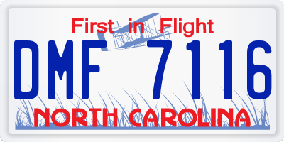 NC license plate DMF7116