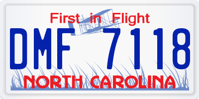 NC license plate DMF7118