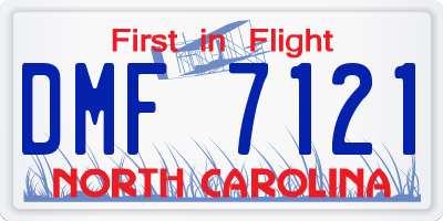 NC license plate DMF7121