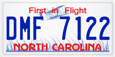NC license plate DMF7122