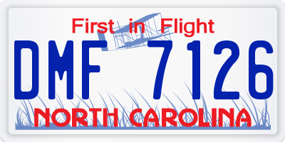 NC license plate DMF7126