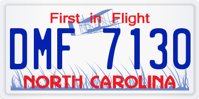 NC license plate DMF7130