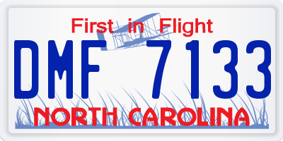 NC license plate DMF7133