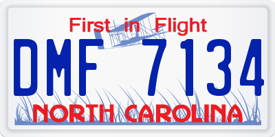 NC license plate DMF7134
