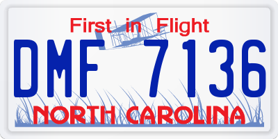NC license plate DMF7136