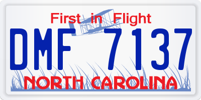 NC license plate DMF7137