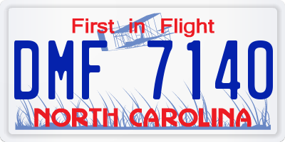 NC license plate DMF7140