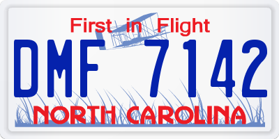 NC license plate DMF7142