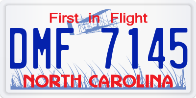 NC license plate DMF7145