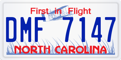 NC license plate DMF7147