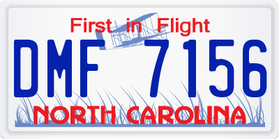 NC license plate DMF7156