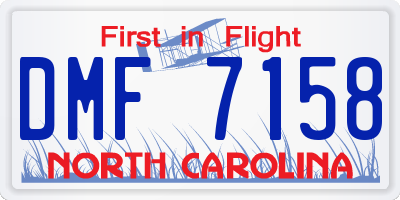 NC license plate DMF7158