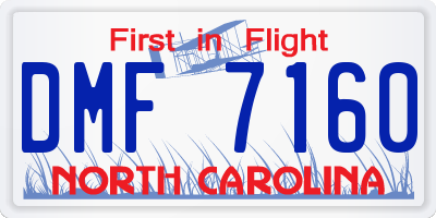 NC license plate DMF7160