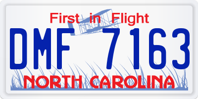 NC license plate DMF7163
