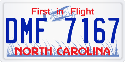 NC license plate DMF7167