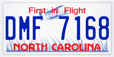 NC license plate DMF7168