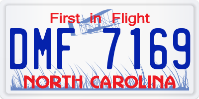 NC license plate DMF7169