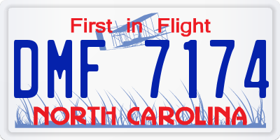 NC license plate DMF7174