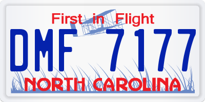 NC license plate DMF7177