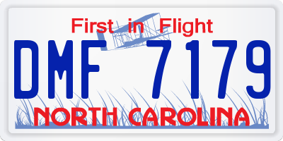 NC license plate DMF7179