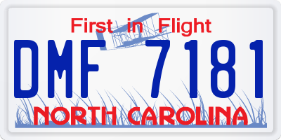 NC license plate DMF7181