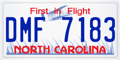NC license plate DMF7183