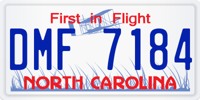 NC license plate DMF7184