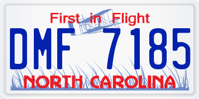 NC license plate DMF7185
