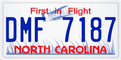 NC license plate DMF7187