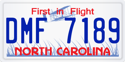 NC license plate DMF7189