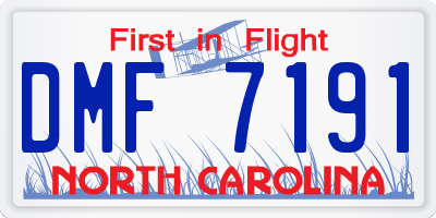 NC license plate DMF7191