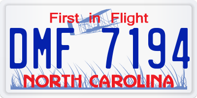 NC license plate DMF7194
