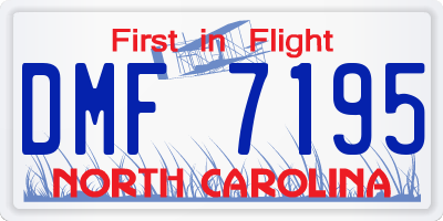 NC license plate DMF7195