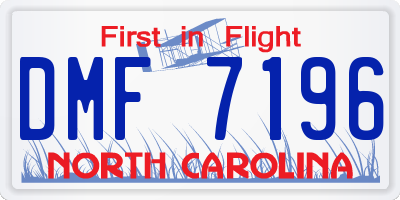 NC license plate DMF7196