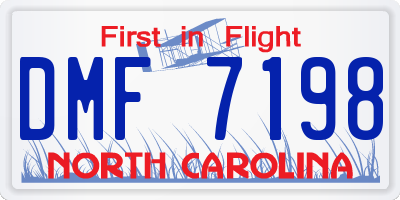 NC license plate DMF7198