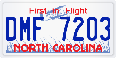NC license plate DMF7203
