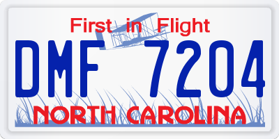 NC license plate DMF7204
