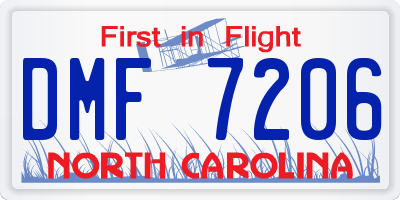NC license plate DMF7206