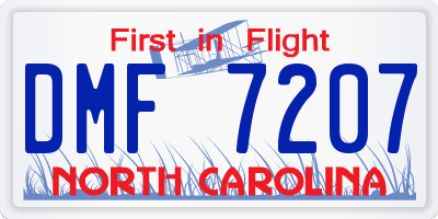 NC license plate DMF7207