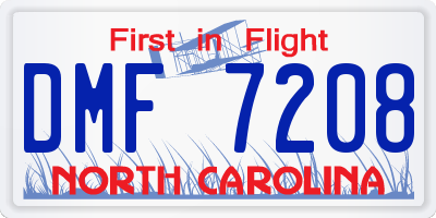 NC license plate DMF7208