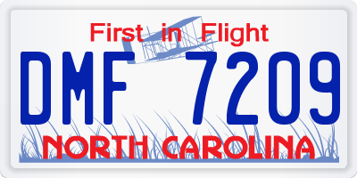 NC license plate DMF7209
