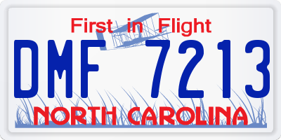 NC license plate DMF7213