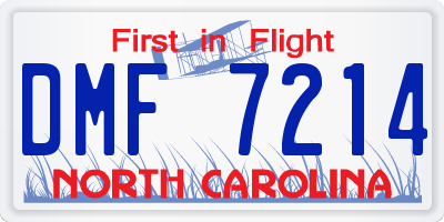 NC license plate DMF7214