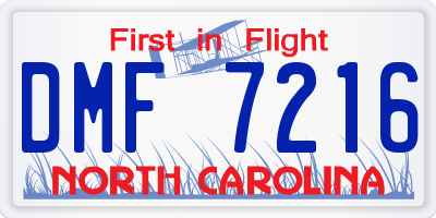 NC license plate DMF7216