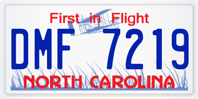 NC license plate DMF7219