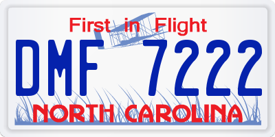NC license plate DMF7222