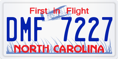 NC license plate DMF7227