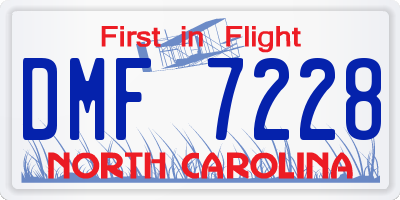 NC license plate DMF7228