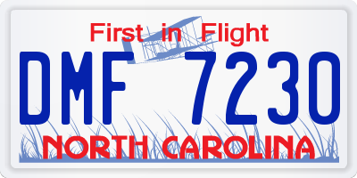NC license plate DMF7230